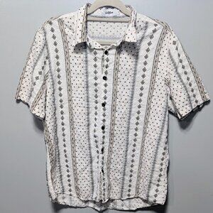 VATPAVE Men' Summer Tropical Shirts Casual Short Sleeve Button Down Size L White